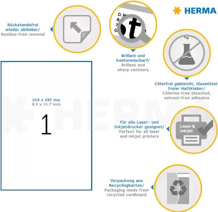 Image du produit HERMA Étiquettes détachables A4