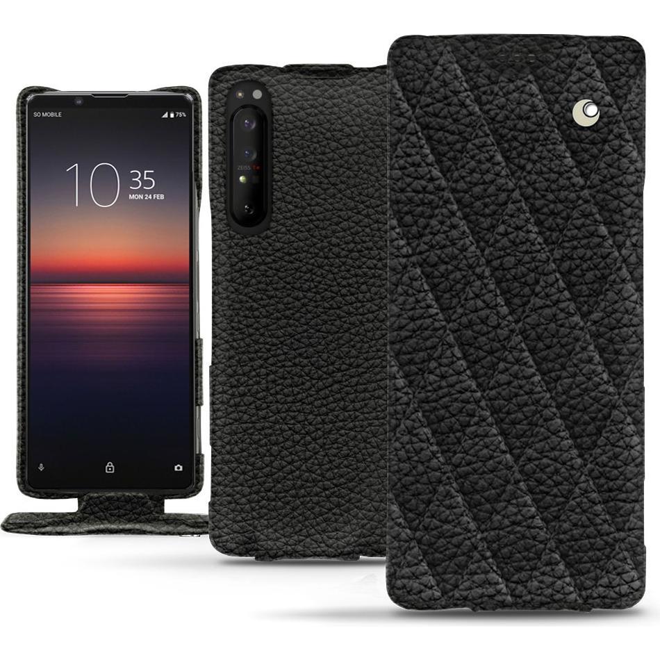 Noreve Lederschutzhülle vertikal (Sony Xperia 1 II), Smartphone Hülle, Schwarz