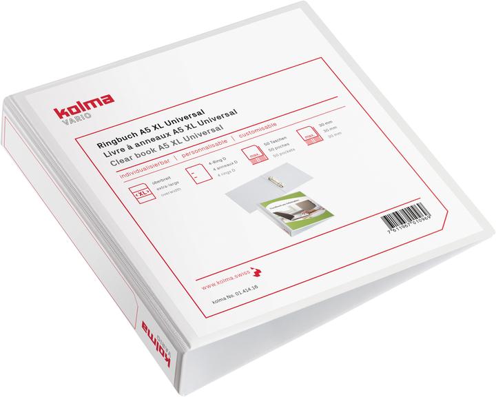 Image du produit Kolma Classeur à anneaux Vario A5 XL 2 anneaux hauteur de remplissage 3 cm blanc (A5, 47 mm, 1 pièce(s))