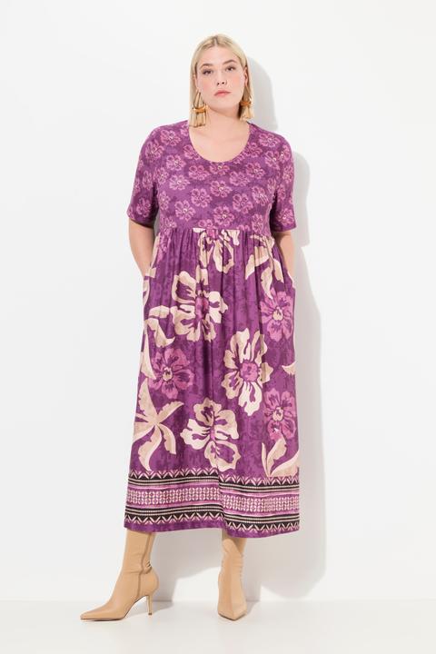Produktbild Ulla Popken Jerseykleid, A-Linie, floraler Mustermix (46, 48)