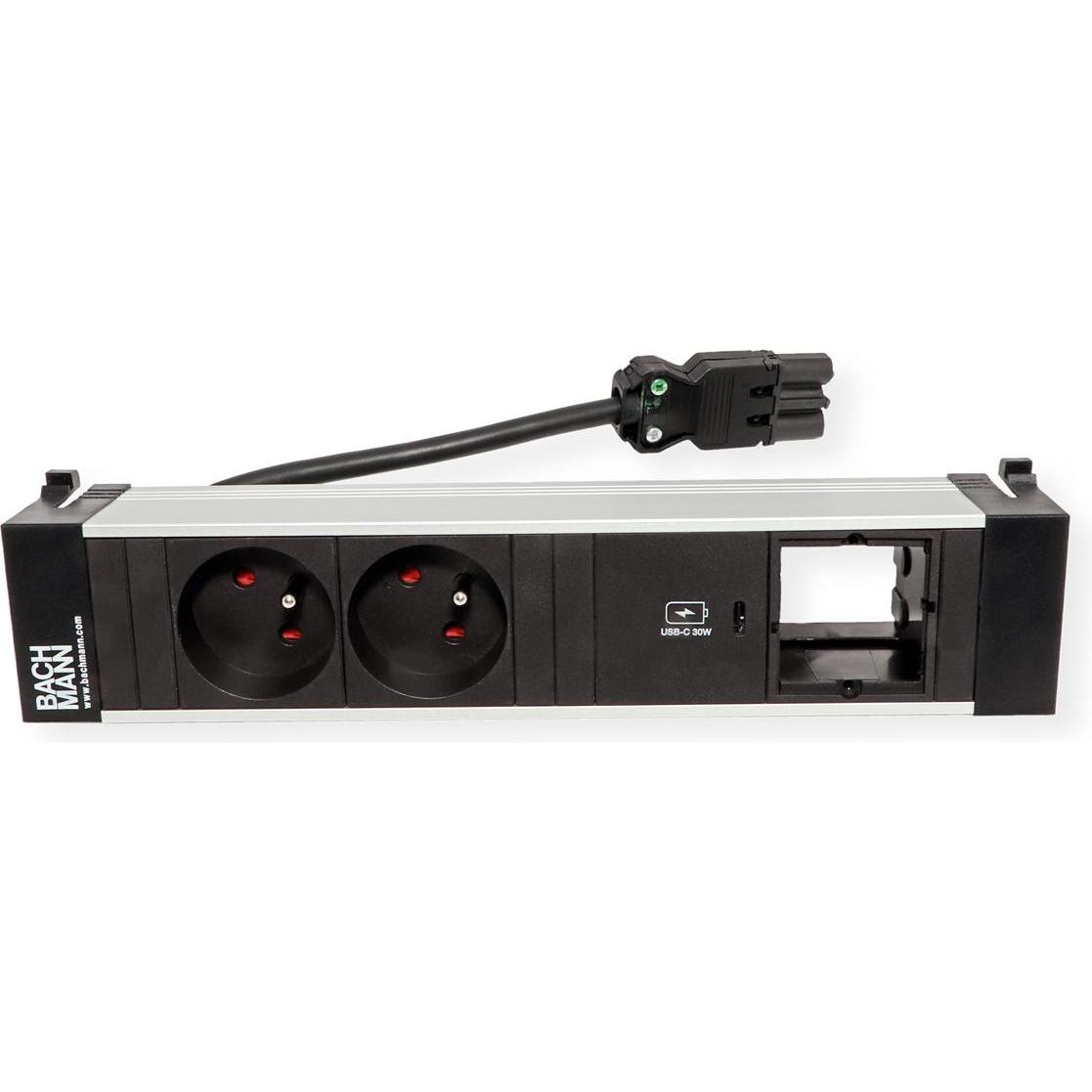 Thumbnail - Bachmann, Steckdosenleiste, POWER FRAME M 2xUTE 916.5311xUSB C 30W 1xCM 0,2m GST18 (2 x, CEE 7/5, CEE 7/3, 0.20 m)