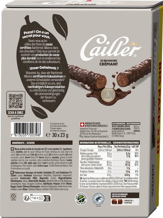 Produktbild Cailler Branches Schokoladenriegel Crémant S (690 g)