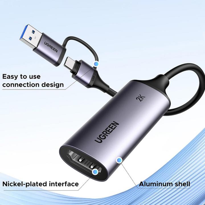 Actual product image Ugreen HD HDMI to USB-A/USB-C Video Capture Card / Adapter - Gray