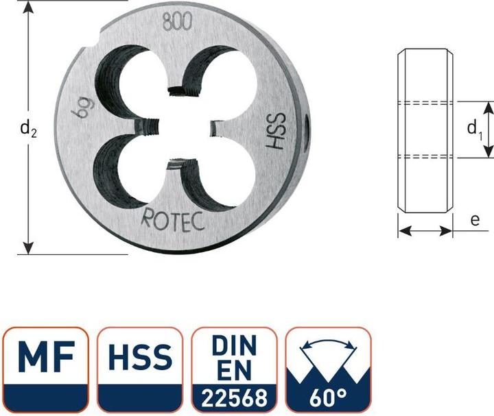Produktbild Rotec 361.0810 HSS Rundfräser DIN 223 MF 8x1,0