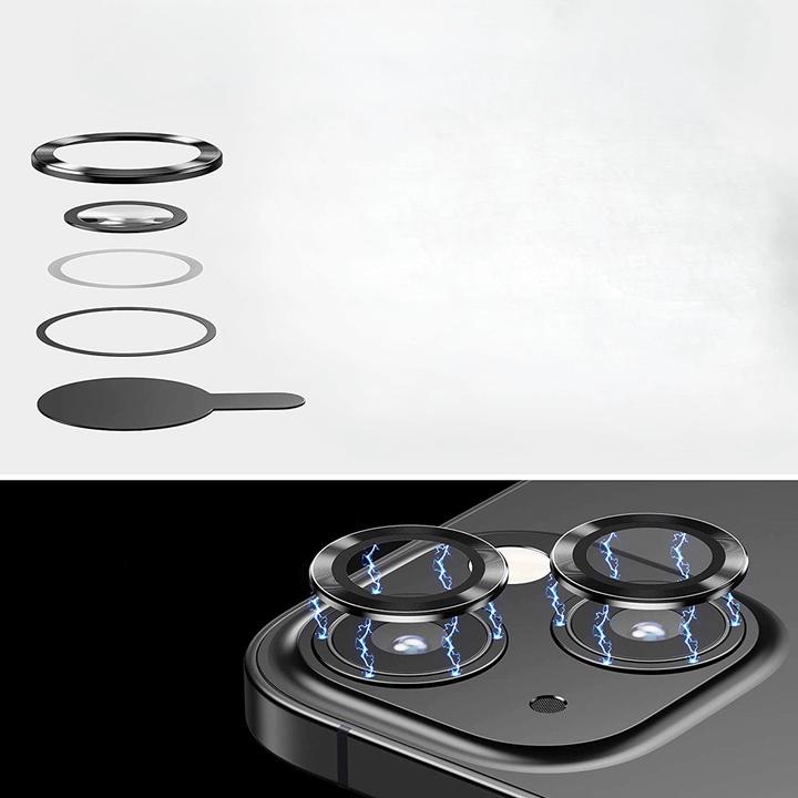 Actual product image Enkay iPhone 15 / 15 Plus - Camera Lenses Bulletproof Glass yellow (2 pcs., Apple iPhone 15, Apple iPhone 15 Plus)