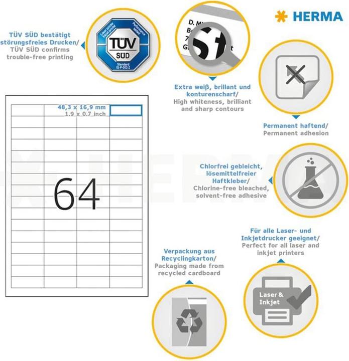 Actual product image Herma Universal labels A4