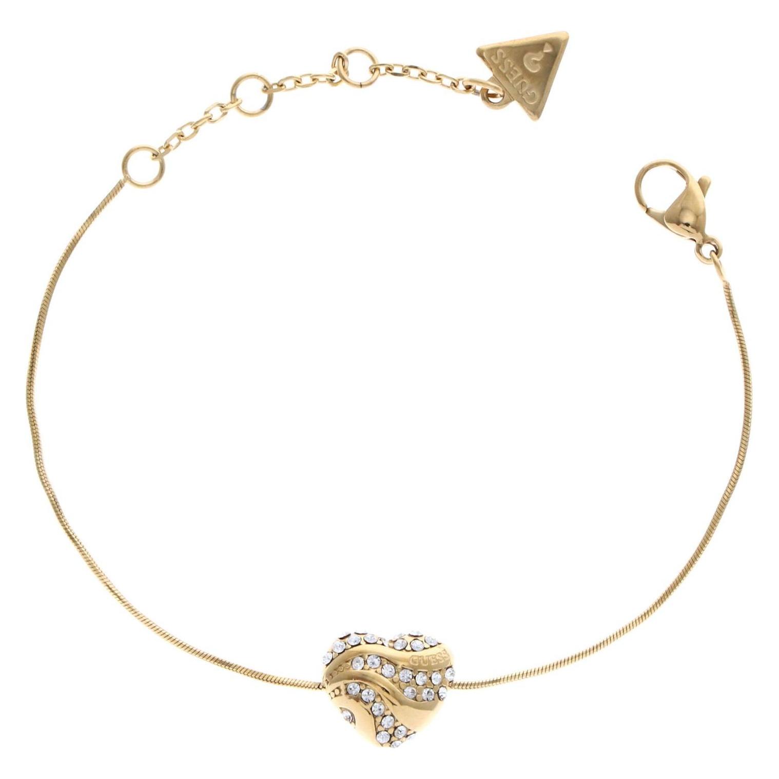 Guess, Armschmuck, Armband In My Heart Snake Chain Bracelet Yellow Gold Goudkleurig, (Edelstahl Mit Glas)