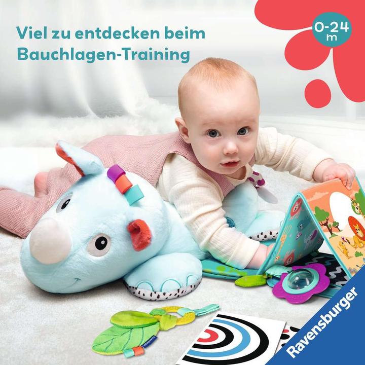 Actual product image Ravensburger 4866 play+ rhino play cushion (for prone position), 4-piece set, Tummy Time
