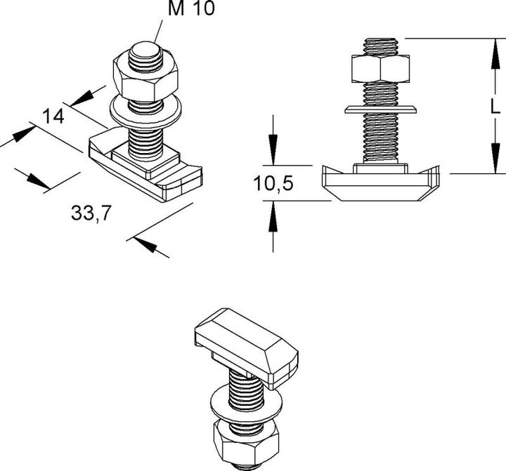 Actual product image Niedax NIE HK510/50 Hook head screw M10 L50mm blue passivated DIN 50 961 (50 Screws per piece)