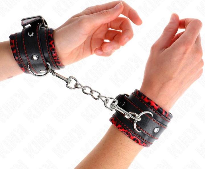 Produktbild Kink Pelzgefãoetterte Handgelenkfesseln Rot/Schwarz Verstellbar 17-29 cm X 6 cm