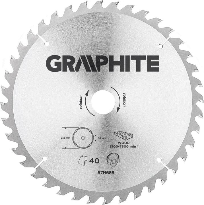 Produktbild Graphite Graphit-Kreissägeblatt 255x30mm 40 Zähne 57H686