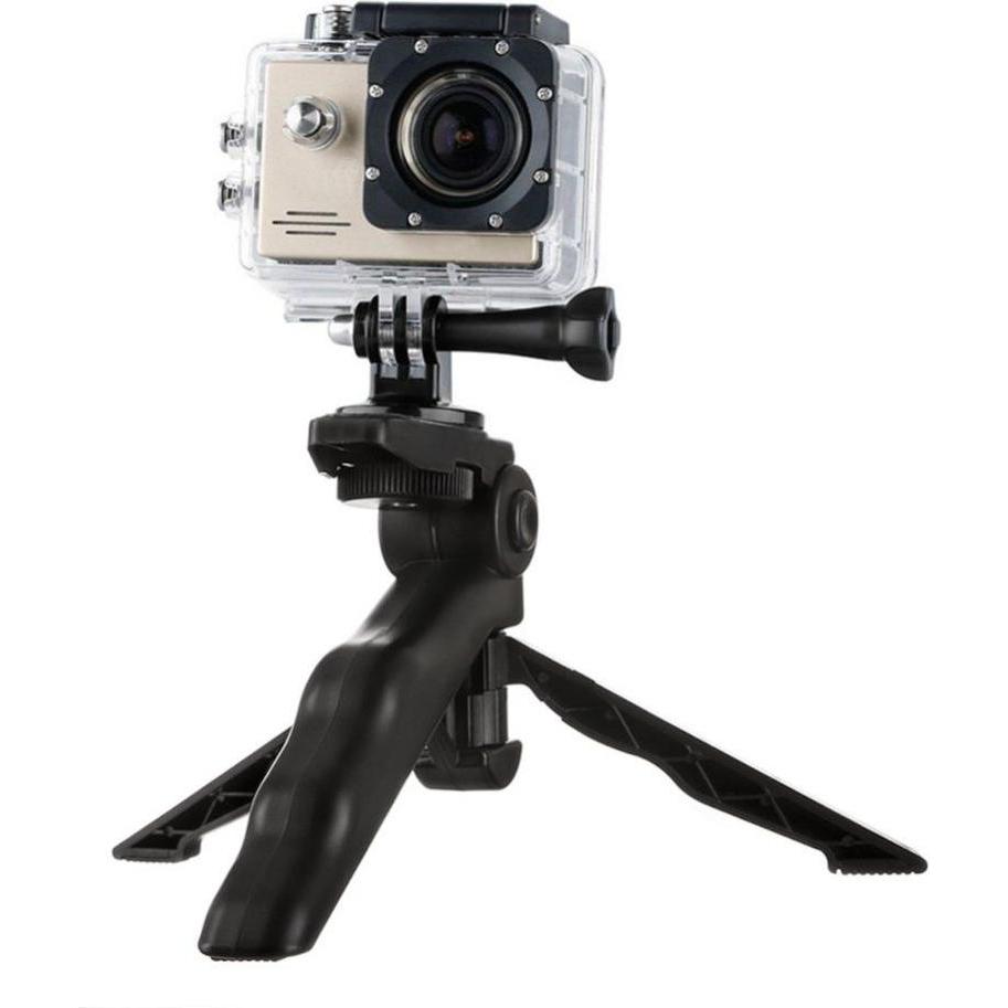 Hurtel Mount with a mini tripod for GoPro SJCAM action cameras black, Action Cam Zubehör, Schwarz