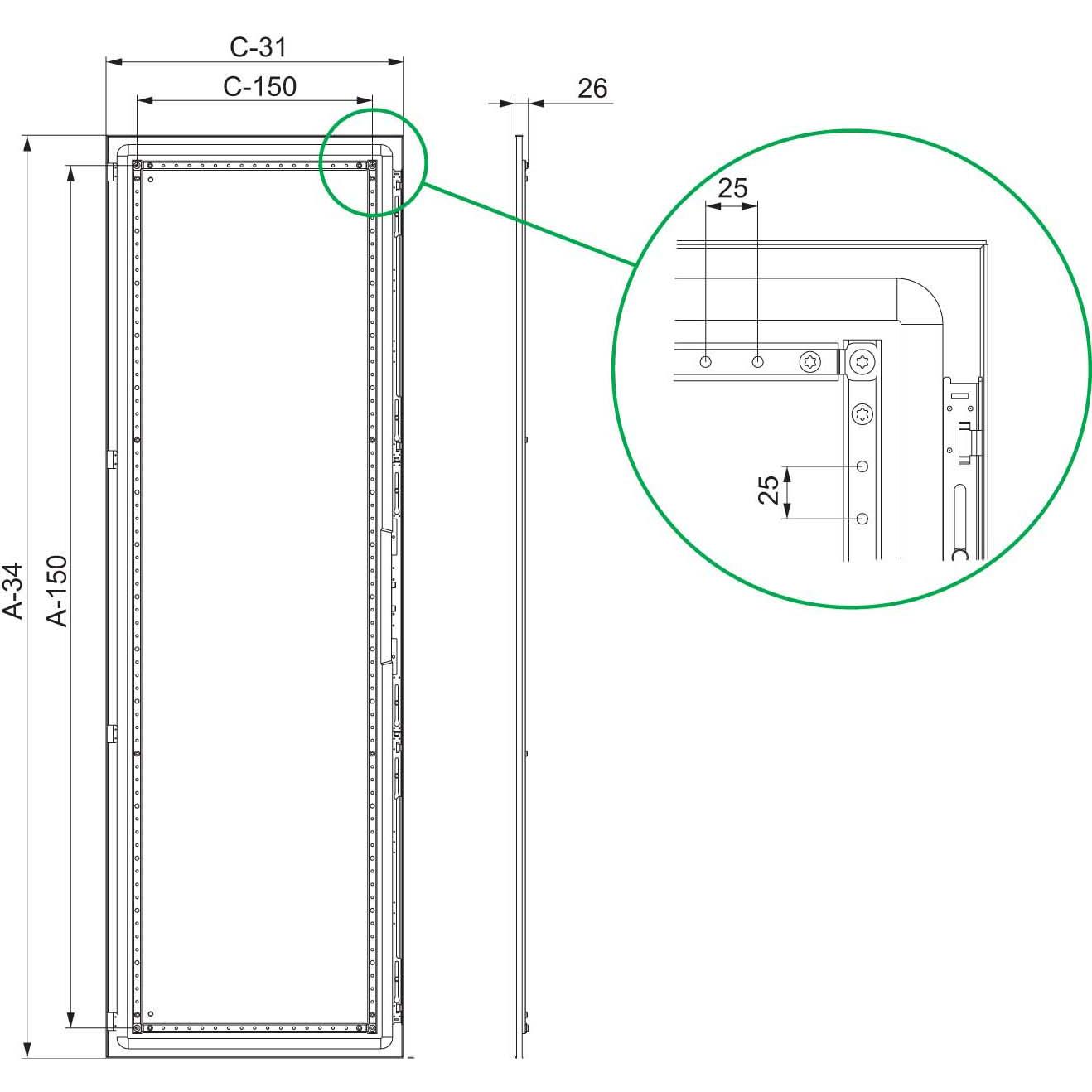 Schneider NSYSFD204, Serverschrank Zubehör, Grau