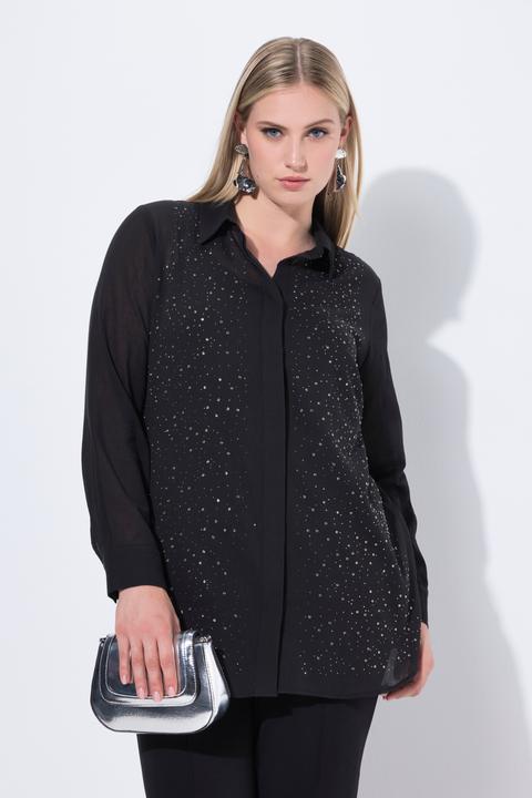 Immagine prodotto Ulla Popken Blusa con decorazioni, collo da camicia e maniche lunghe (54)