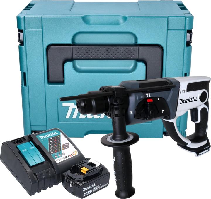 Produktbild Makita DHR 202 RT1JW Akku Bohrhammer 18 V 20 mm 2,0 J weiss + 1x Akku 5,0 Ah + Ladegerät + Makpac