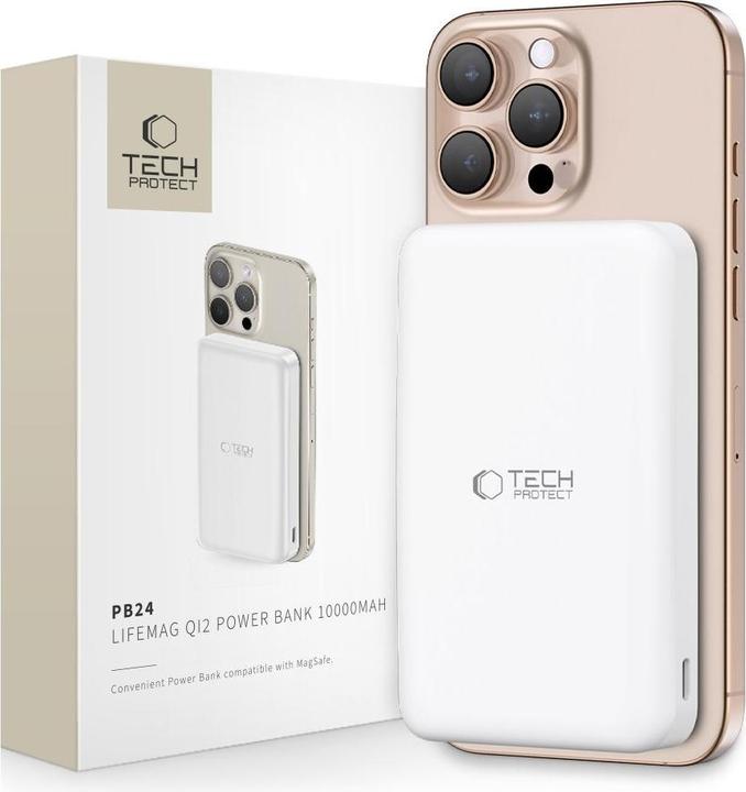Productafbeelding Tech-Protect Powerbank PB24 LIFEMAG QI2 MAGSAFE POWER BANK 10000MAH Wit (15 W)