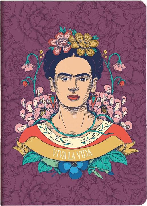 Actual product image Clairefontaine Frida Kahlo, Stapled nbk A5 32sh L ass. (AAA393, Lined, Hardcover)