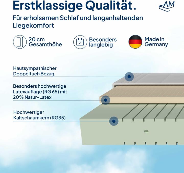 Actual product image AM Qualitätsmatratzen 7-zone latex (100 x 200 cm, Foam core)