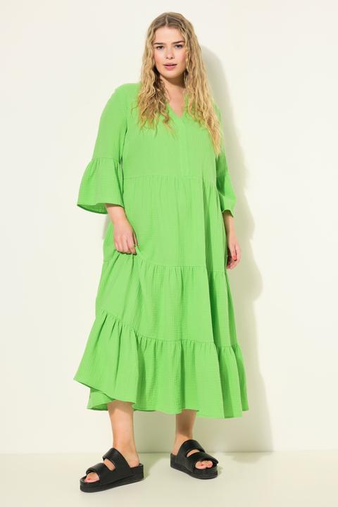 Produktbild Studio Untold Maxikleid, A-Line, Musselin, Stehkragen, Volants, 3/4-Ärmel (42, 44)