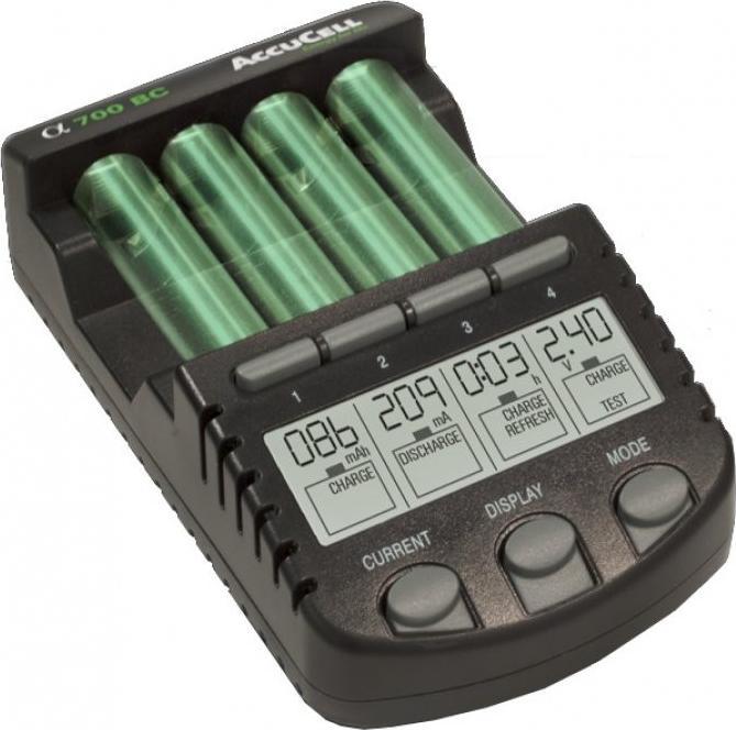 Actual product image AccuCell ALPHA700 fast charger with LCD display incl. 4x Sanyo HR-4UTG (4 pcs., AA, 2100 mAh, Battery + charger)