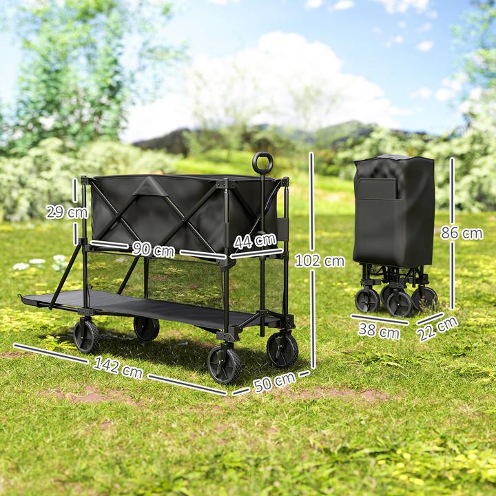 Actual product image Outsunny Gartenwagen Stahl, Polyester Schwarz