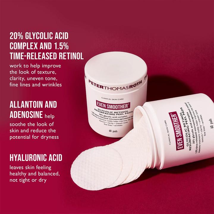 Actual product image Peter Thomas Roth Clinical Skin Care Even Smoother Glycolic Retinol Resurfacing Peel Pads (Cleansing scrub, 60 ml)