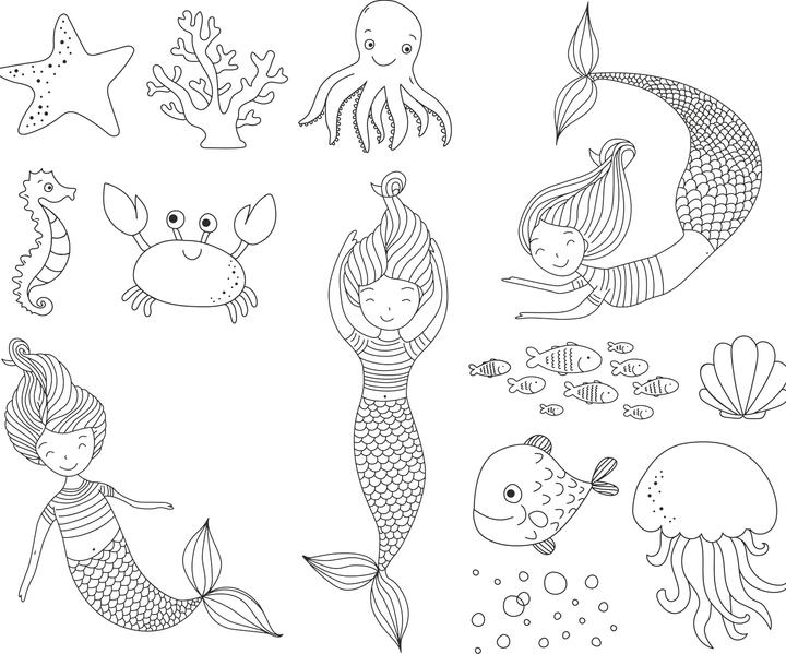 Produktbild Heyda Stempel-Set Mermaid 12x10x3cm 204888678 braun 10-teilig