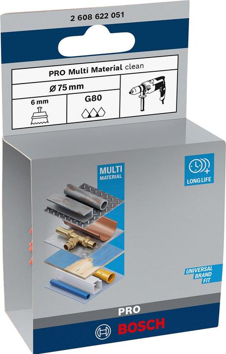 Produktbild Bosch Professional Zubehör PRO Multi Material clean Topfbürste, 75 x 1 mm, gerader Schaft (80)