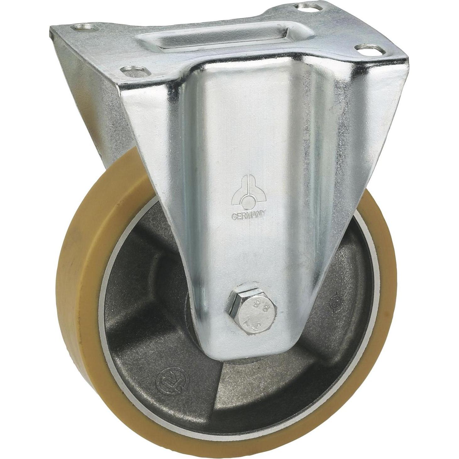 Dörner + Helmer, Möbelrollen, Bockrolle Polyurethan-Rad ø 125 mm Alufelge Industrierolle Tragkraft 220 kg