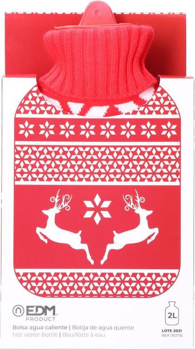 Actual product image EDM Hot water bottle Rojo/Blanco 2 L (2 l, Bed flask with cover)