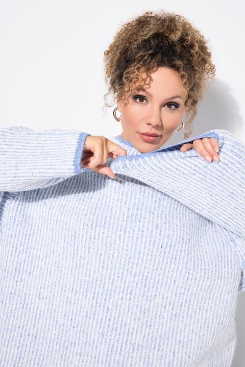 Actual product image Ulla Popken Striped Wool Blend Turtleneck Sweater (46, 48)