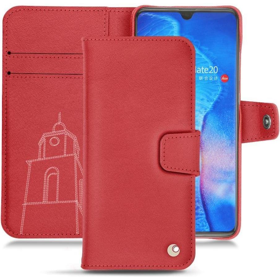 Noreve Lederschutzhülle Wallet (Huawei Mate 20), Smartphone Hülle, Rot