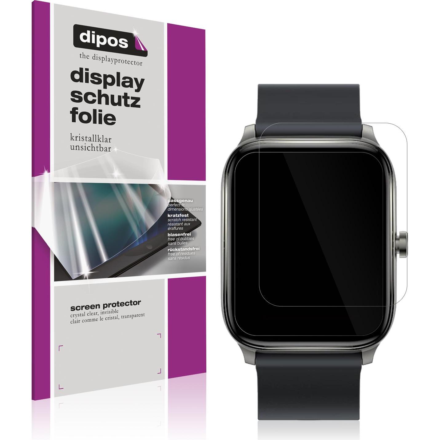 Dipos Displayschutzfolie Crystalclear, Smartwatch Schutzfolie, Transparent