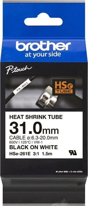 Brother Heat-Shrink-Tube schwarz/weiss (3.10 cm, Weiss, Schwarz)