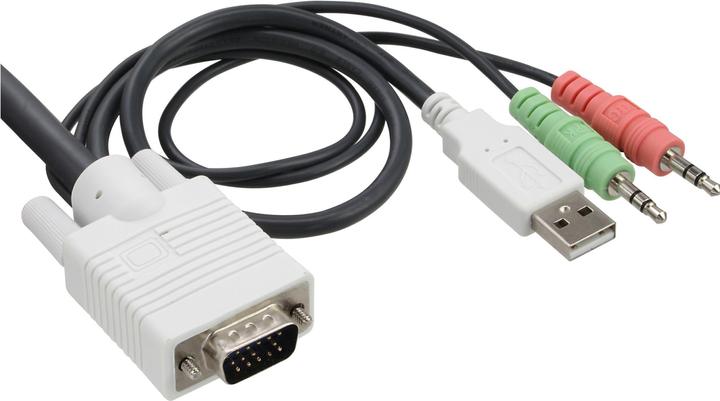 Produktbild InLine KVM Switch 2-fach VGA USB mit Audio und integrierten Kabelsaetzen 0,9m weiss