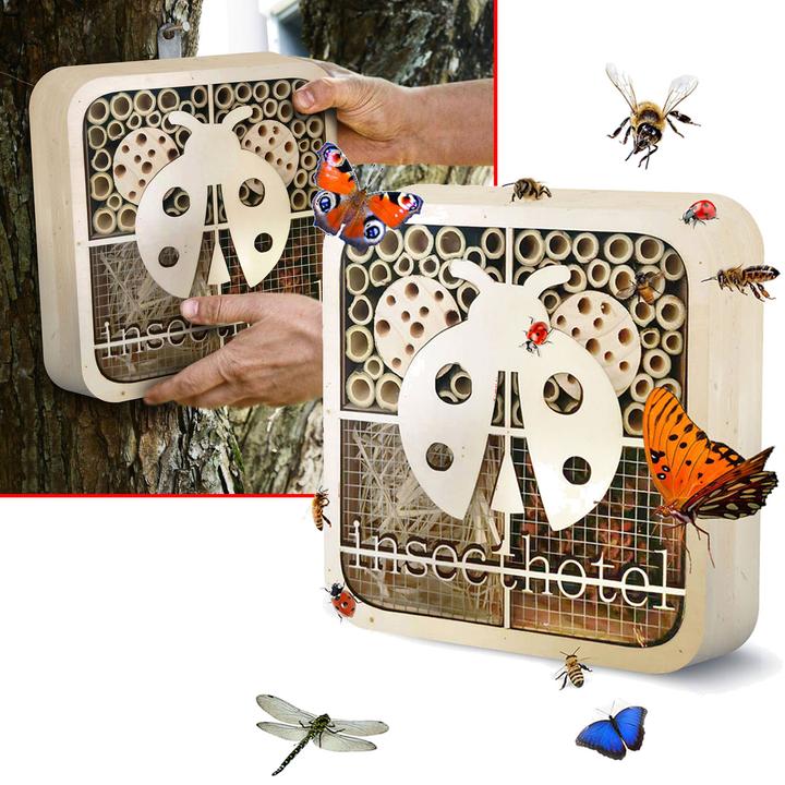 Actual product image Isotronic Ladybird insect hotel, child-friendly, natural wood (Ladybirds)