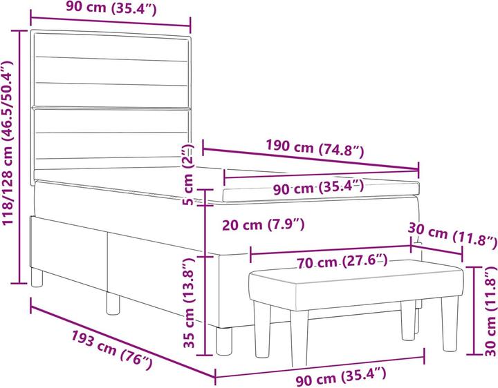 Produktbild vidaXL Boxspringbett (90 x 190 cm)