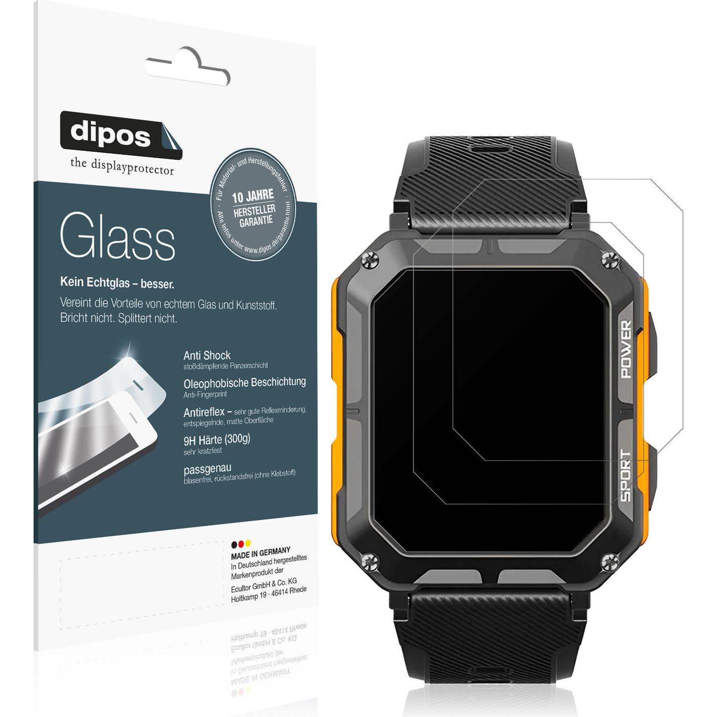 Dipos Anti-Shock Displayschutz Matt 9H, Smartwatch Schutzfolie, Transparent