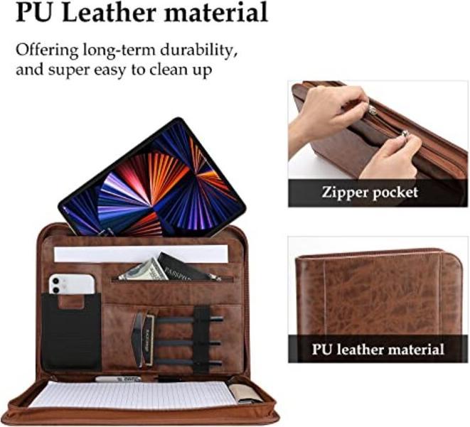 Image du produit Only-Bags.Store Écritoire A4 Mallette de conférence en faux cuir PU avec fermeture à glissière Porte-bloc Bloc-notes (A4)