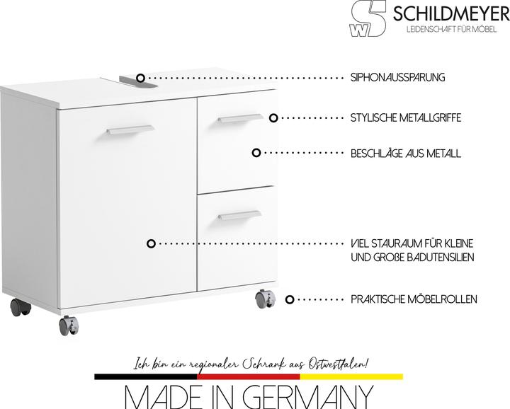 Produktbild Schildmeyer Palermo Waschbeckenunterschrank mattweiss