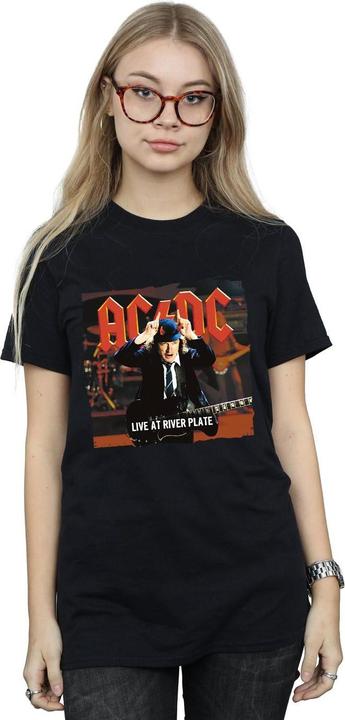 Actual product image AC/DC Womens/Ladies Live At River Plate Columbia Records Cotton Boyfriend T-Shirt (XL)