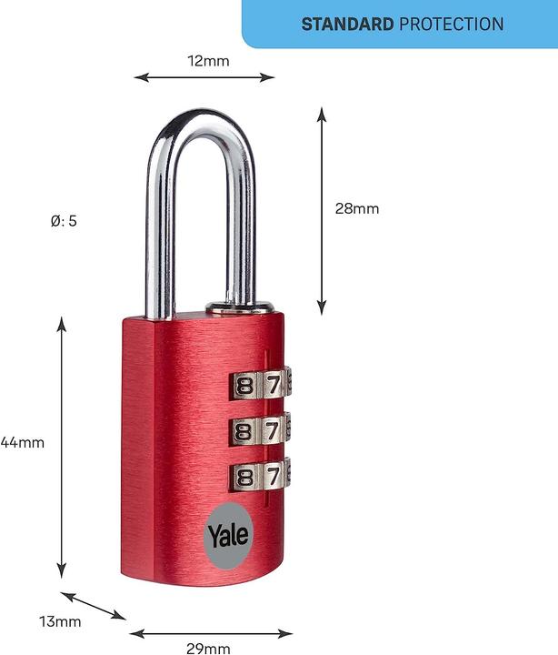 Actual product image Yale YE3CB/28/126/1/CO Padlock 28 mm Red Combination lock