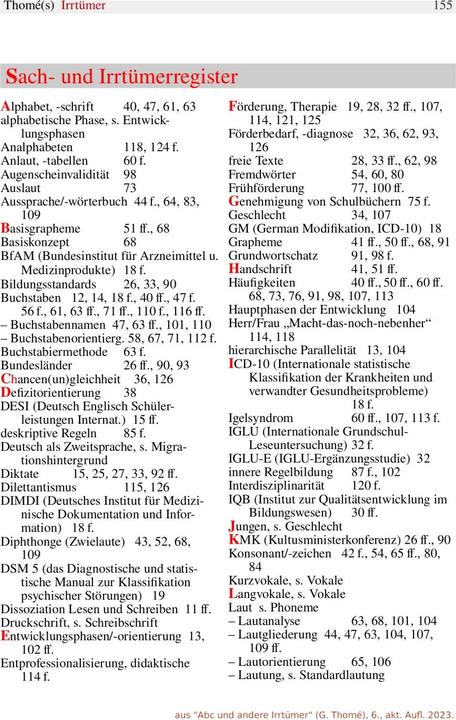 Produktbild ABC und andere Irrtümer über Orthographie, Rechtschreiben, LRS/Legasthenie (Deutsch, Günther Thomé, 2023)