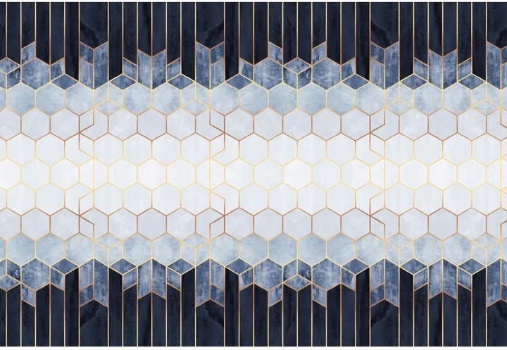 Actual product image Trenddeko Hexagons: blue and white (240 x 300 cm)