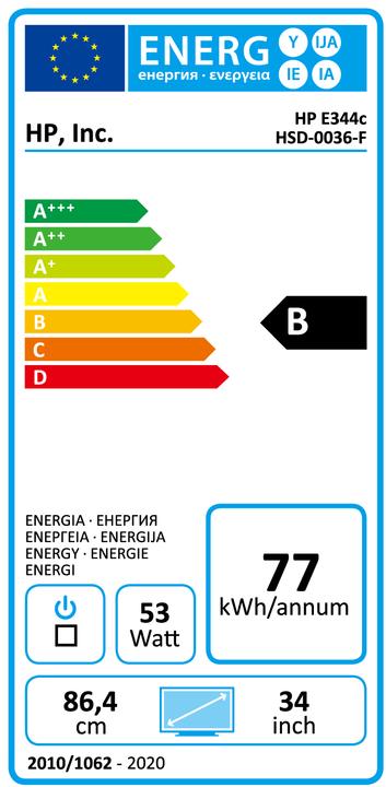 Energie-Label HP E344c (3440 x 1440 Pixel, 34")