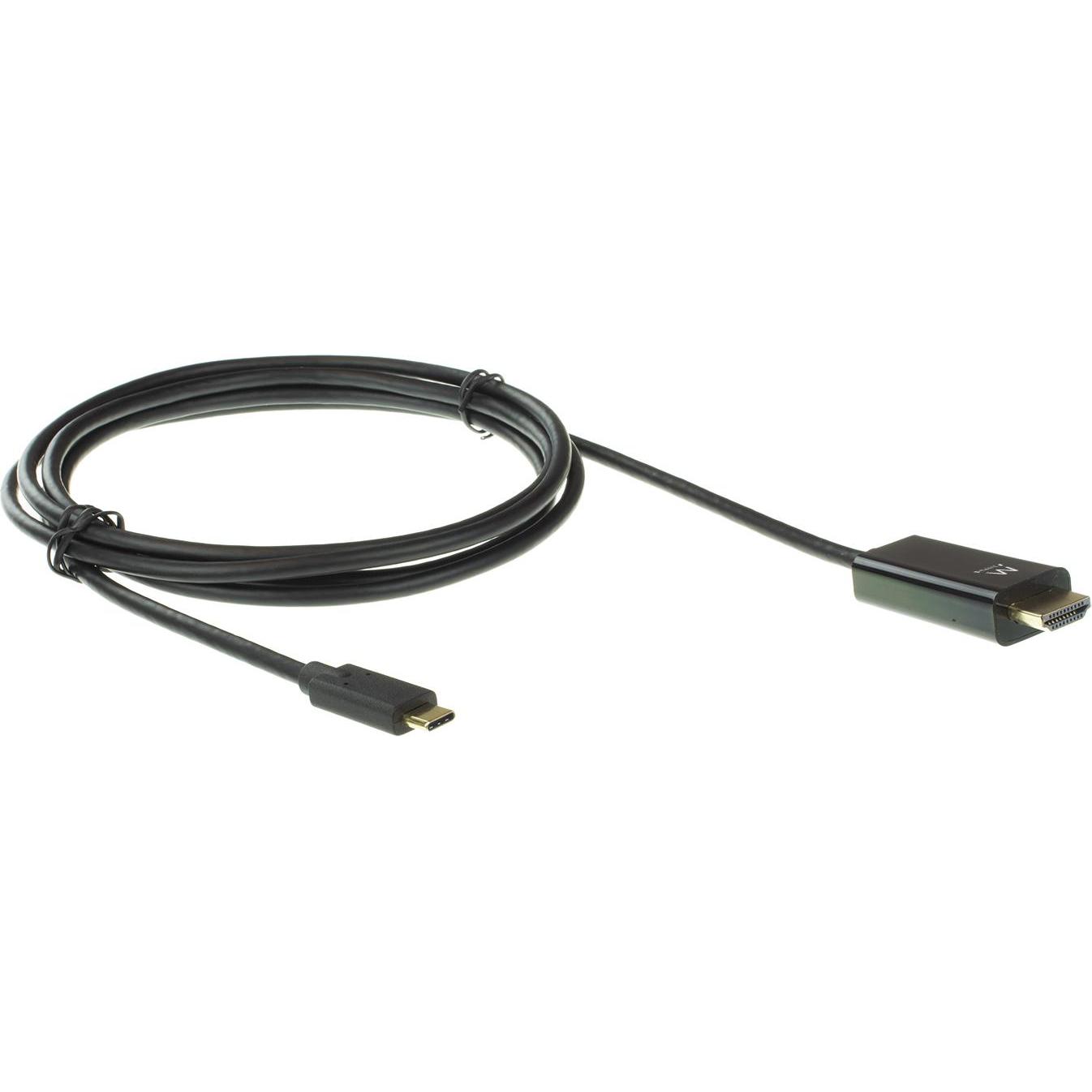 Ewent Cavo di collegamento da USB-C a HDMI maschio 4K (HDMI), Adattatore dati + video, Nero