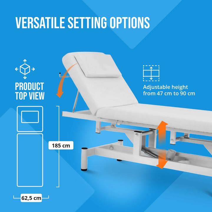 Actual product image Physa Electric Massage Table - 1 motor - 50 W - 185 x 63 x 47 - 90 cm - 150 kg - brown/white