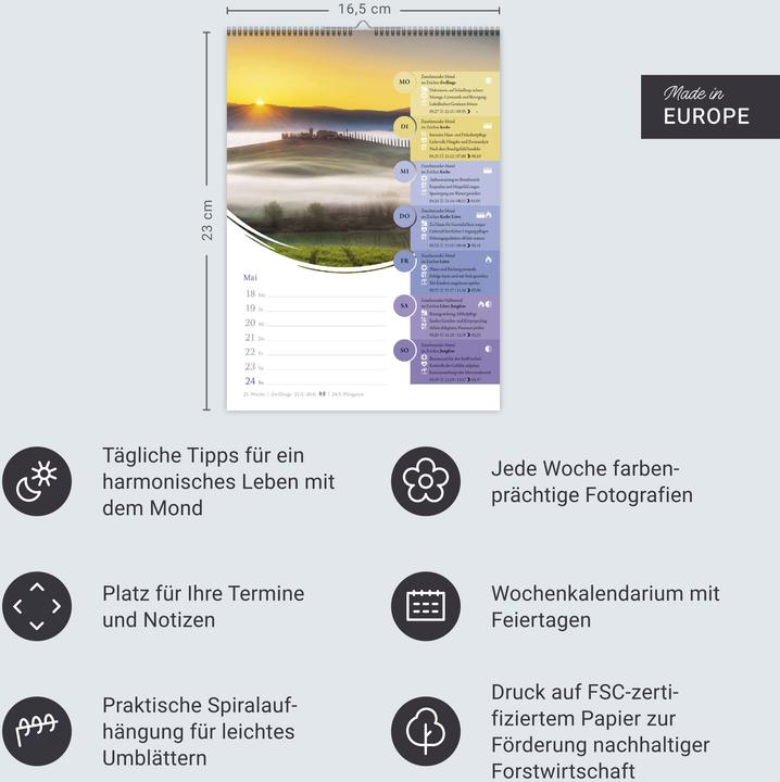 Actual product image Harenberg Mondkalender Wochenkalender 2026 - 53 Wochenblätter mit praktischen Tipps für jeden Tag (Hardcover, German)