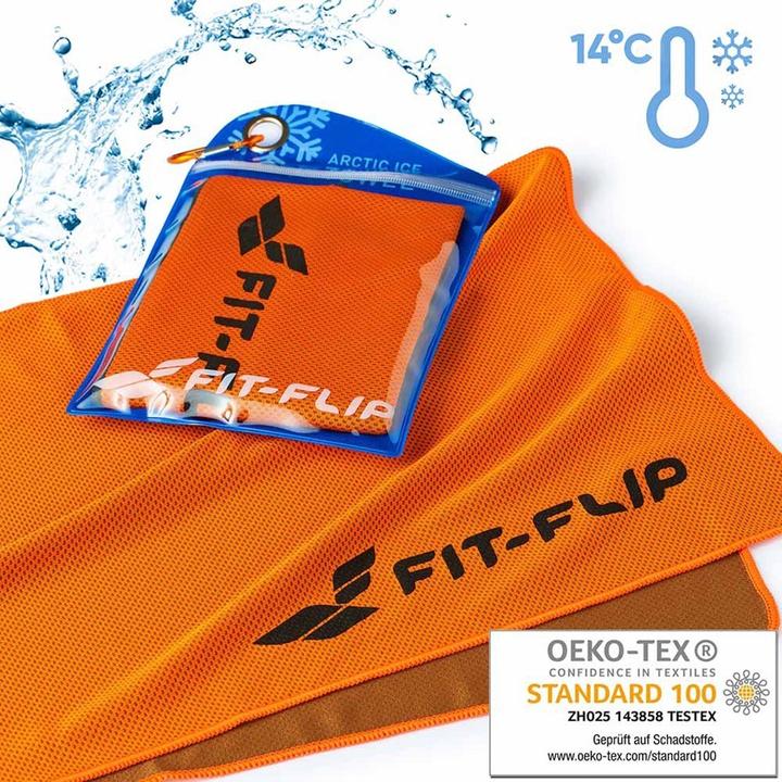 Immagine prodotto Fit-Flip Airflip Towel Kühlhandtuch Mikrofaser mit Tasche 100x30cm (100 x 30 cm)