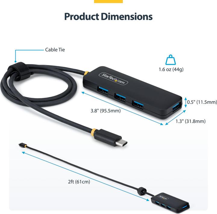 Produktbild StarTech 4-Port USB-C Hub Compact Powered Nms Ns Perp (USB-C, 4 Ports)